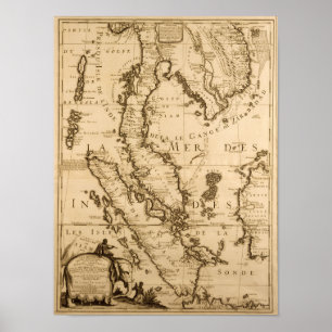 Antique Map of South East Asia   1687 Poster