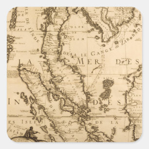 Antique Map of South East Asia   1687 Square Sticker