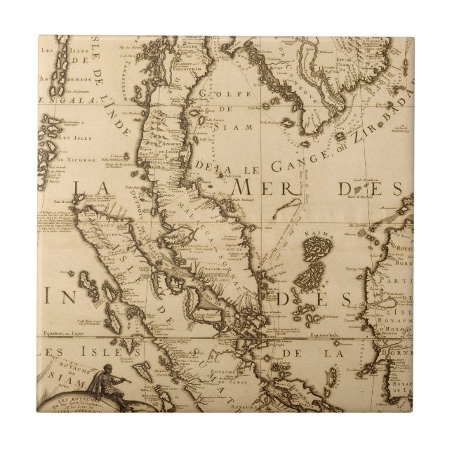 Antique Map of South East Asia | 1687 Tile (Front)