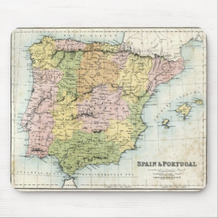 Antique map of Spain and Portugal Mouse Mat