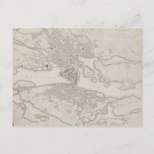 Antique Map of Stockholm, Sweden Postcard