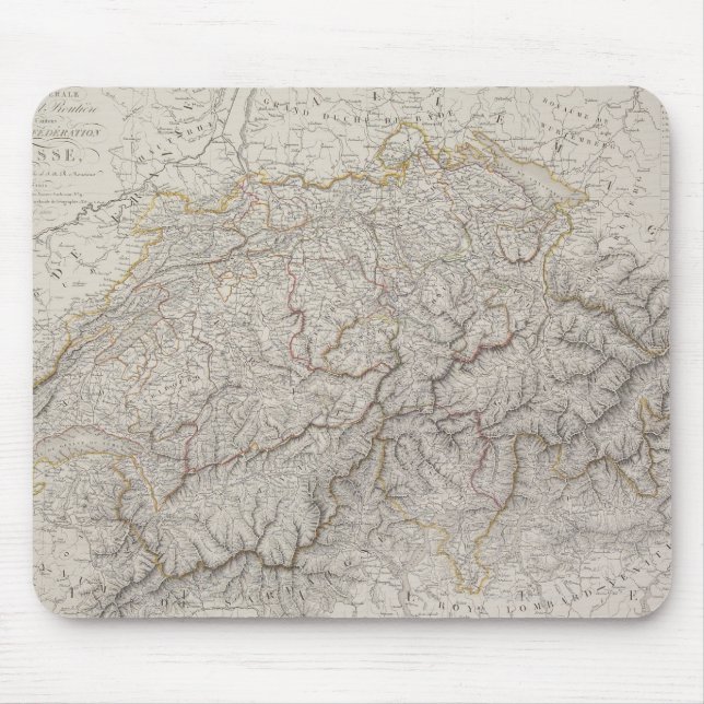 Antique Map of Switzerland Mouse Mat (Front)