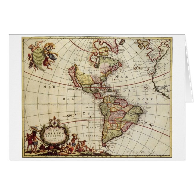 Antique Map of the Americas by Johannes De Ram (Front Horizontal)
