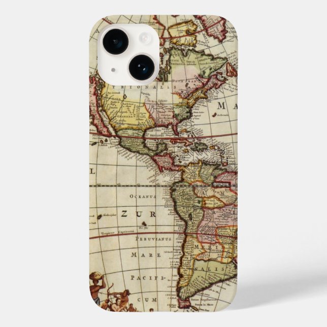 Antique Map of the Americas by Johannes De Ram Case-Mate iPhone Case (Back)