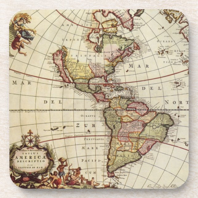 Antique Map of the Americas by Johannes De Ram Coaster (Front)
