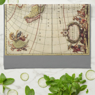 Antique Map of the Americas by Johannes De Ram Tea Towel