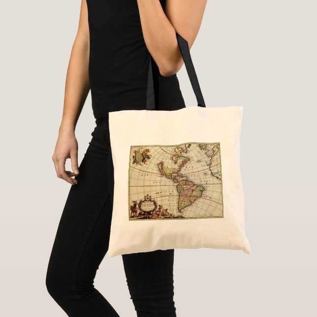 Antique Map of the Americas by Johannes De Ram Tote Bag (Front (Product))