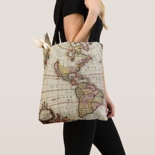 Antique Map of the Americas by Johannes De Ram Tote Bag