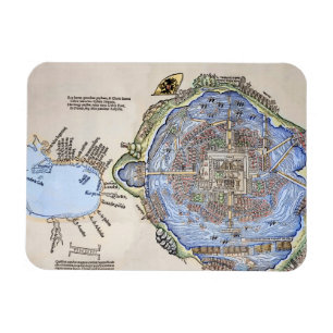 Antique Map of the Aztec Capital Tenochtitlan Magnet