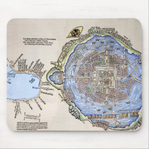 Antique Map of the Aztec Capital Tenochtitlan Mouse Mat