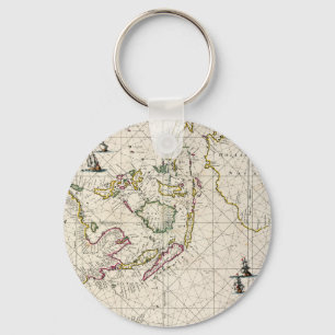 Antique Map of the East Indies Key Ring