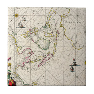Antique Map of the East Indies Tile
