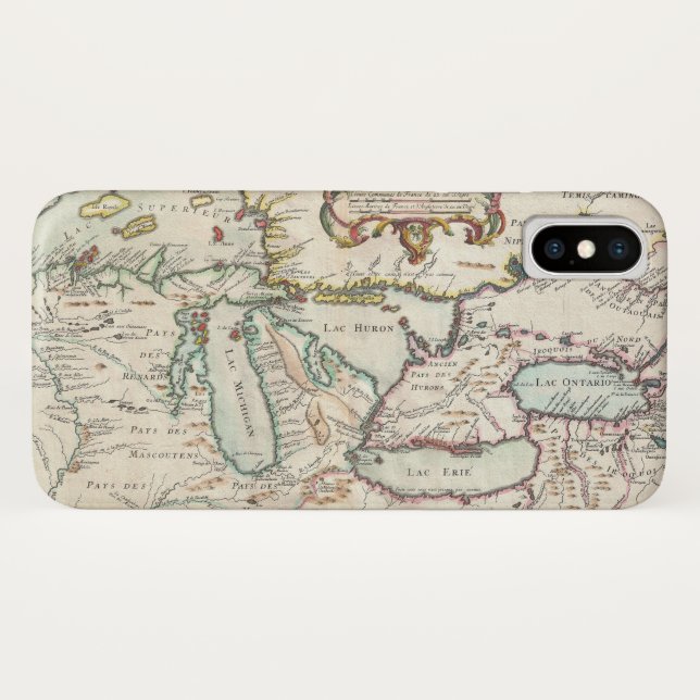 Antique Map of the Great Lakes Case-Mate iPhone Case (Back (Horizontal))