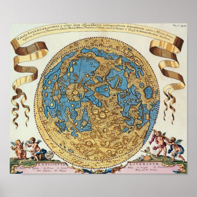 Antique Map Of The Moon Poster (Front)