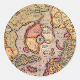Antique Map of the North Pole Map by Mercator Classic Round Sticker