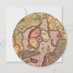 Antique Map of the North Pole Map by Mercator Invitation
