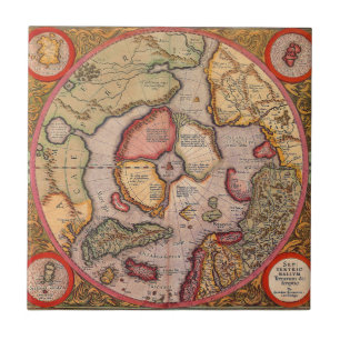 Antique Map of the North Pole Map by Mercator Tile