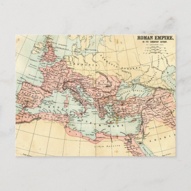 Antique map of the Roman Empire Postcard (Front)