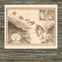 Antique map of the Sandwich Isles, Hawaii 1700s