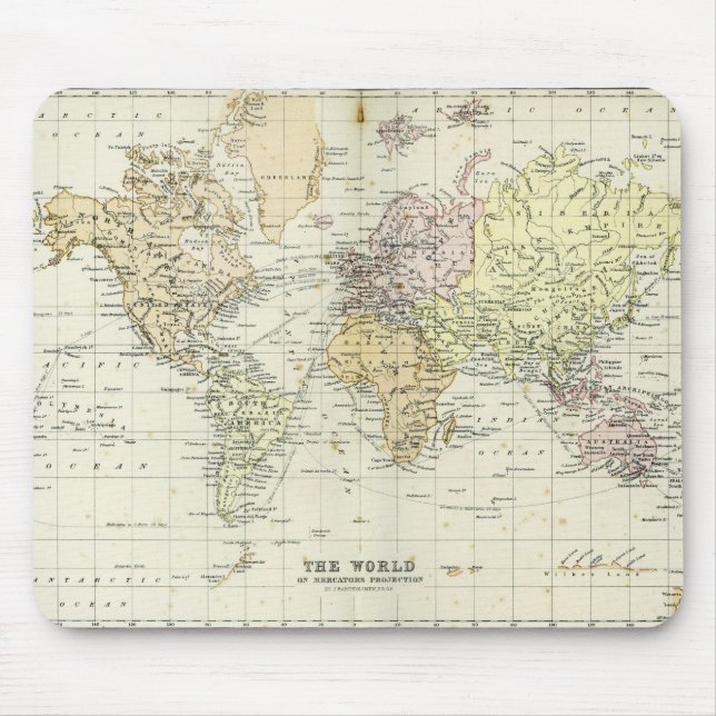 Antique Map of the World Mouse Mat (Front)