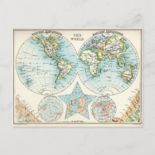 Antique map of the World Postcard