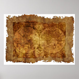 Antique Map of The World Poster