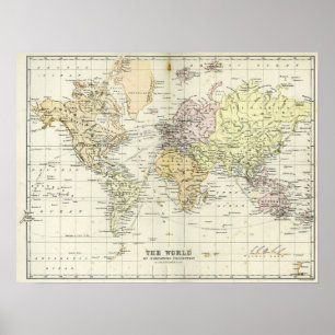 Antique Map of the World Poster