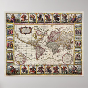 Antique Map of the World Replica Poster