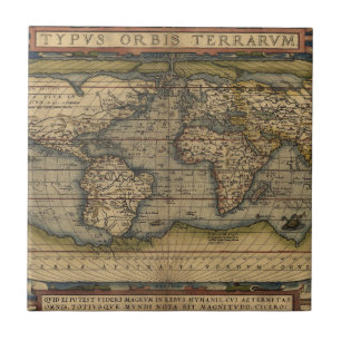 Antique Map of the World Tile