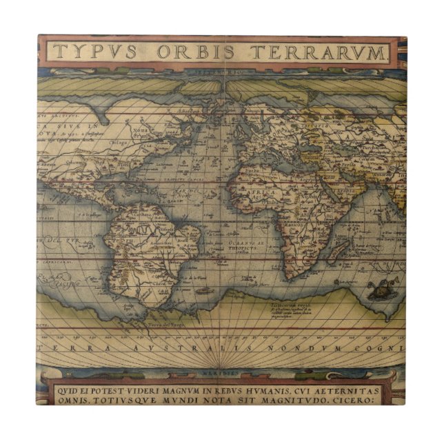 Antique Map of the World Tile (Front)