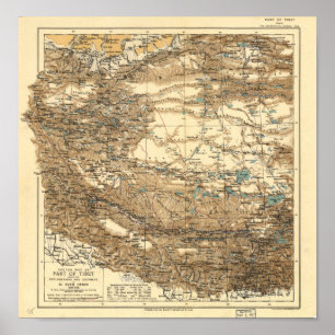 Antique Map of Tibet 1906-1908 Poster