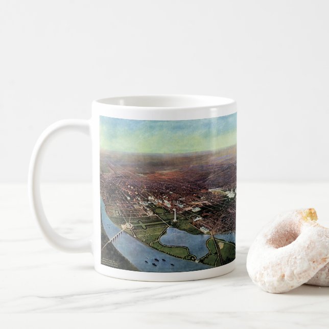 Antique Map of Washington DC and the Potomac River Coffee Mug (With Donut)