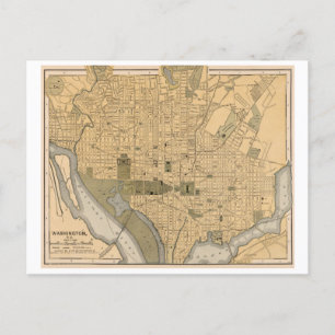 Antique Map of Washington DC Postcard