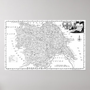 Antique Map of Yorkshire Poster
