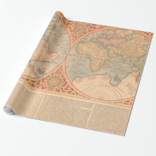 Antique Map - Orbis Terrae Compendiosa Descritio Wrapping Paper