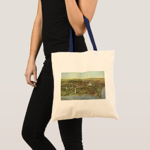 Antique Map, Panoramic View of Washington DC Tote Bag