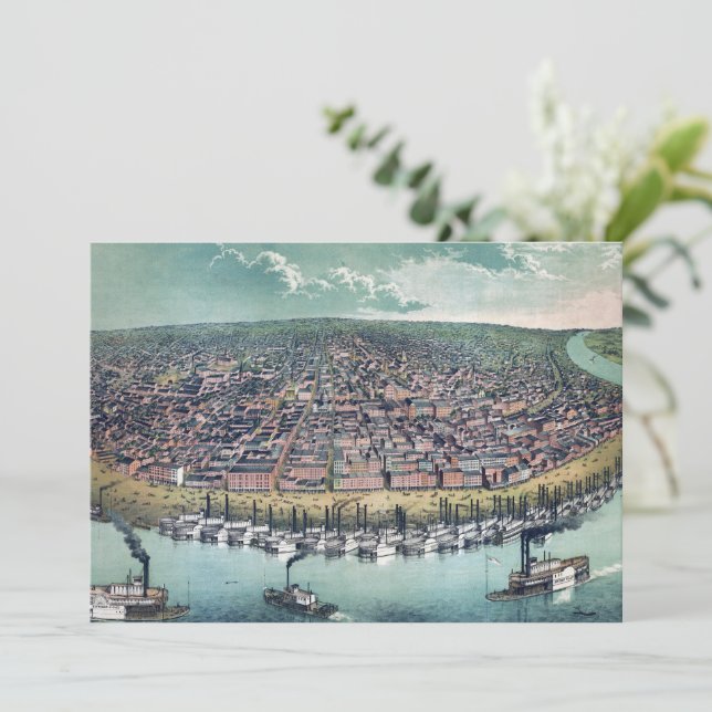 Antique Map Saint Louis Missouri Mississippi River (Standing Front)