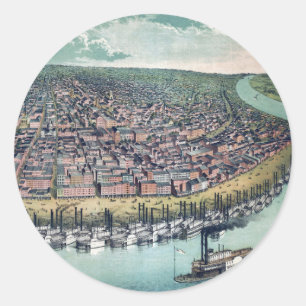 Antique Map Saint Louis Missouri Mississippi River Classic Round Sticker