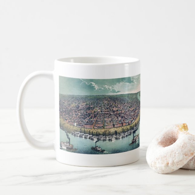Antique Map Saint Louis Missouri Mississippi River Coffee Mug (With Donut)