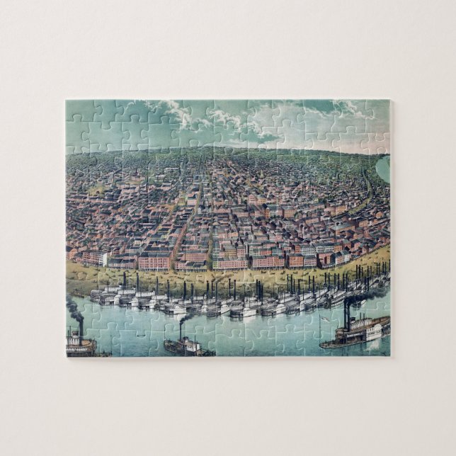 Antique Map Saint Louis Missouri Mississippi River Jigsaw Puzzle (Horizontal)