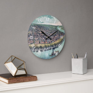 Antique Map Saint Louis Missouri Mississippi River Large Clock