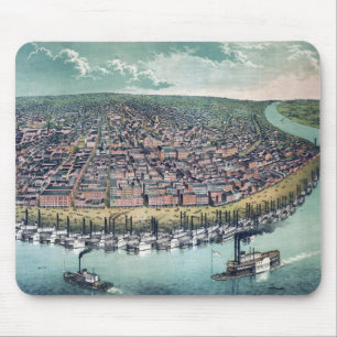 Antique Map Saint Louis Missouri Mississippi River Mouse Mat