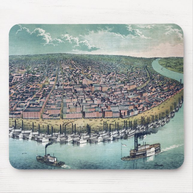 Antique Map Saint Louis Missouri Mississippi River Mouse Mat (Front)