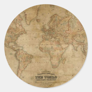 Antique Map Series Classic Round Sticker