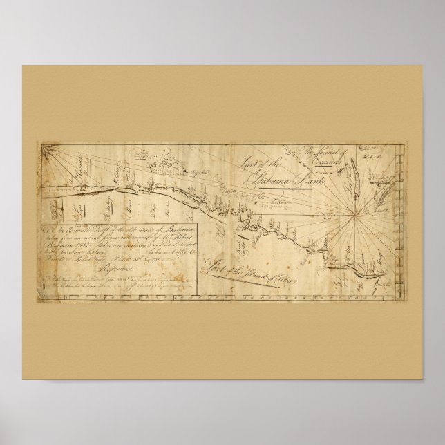 Antique Map Straits of Bahama Nautical Chart (Front)