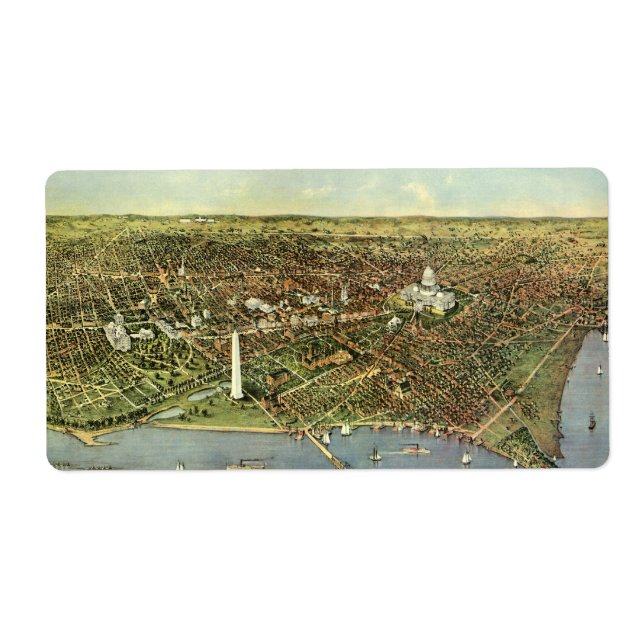 Antique Map with a Panoramic View of Washington DC (Front)