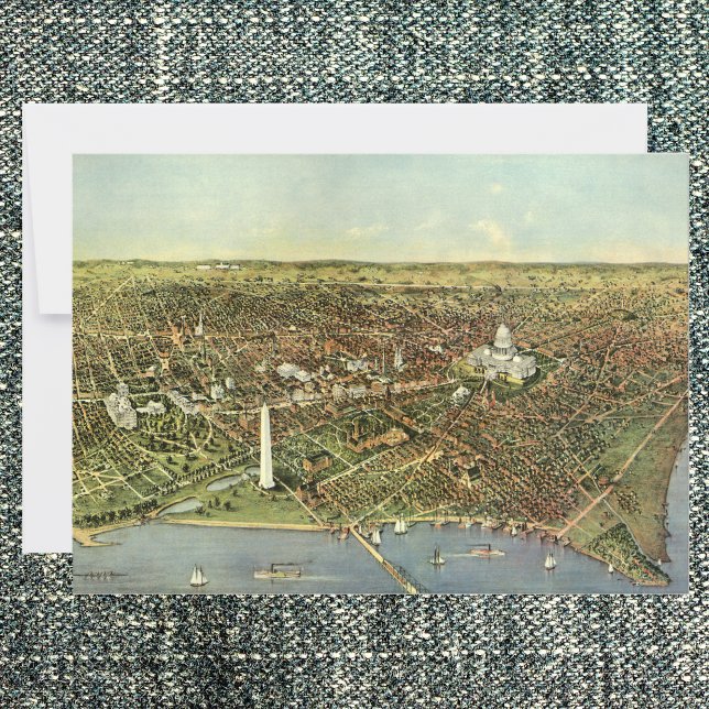 Antique Map with a Panoramic View of Washington DC Invitation (Creator Uploaded)