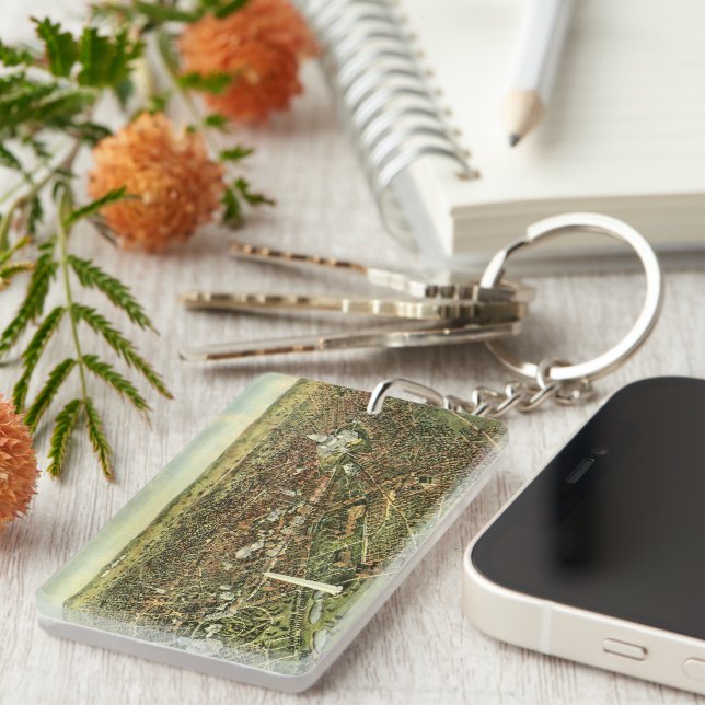 Antique Map with a Panoramic View of Washington DC Key Ring (Front Right)