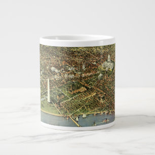Antique Map with a Panoramic View of Washington DC Large Coffee Mug