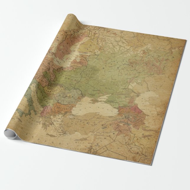Antique Maps Style 13 Wrapping Paper Roll (Unrolled)